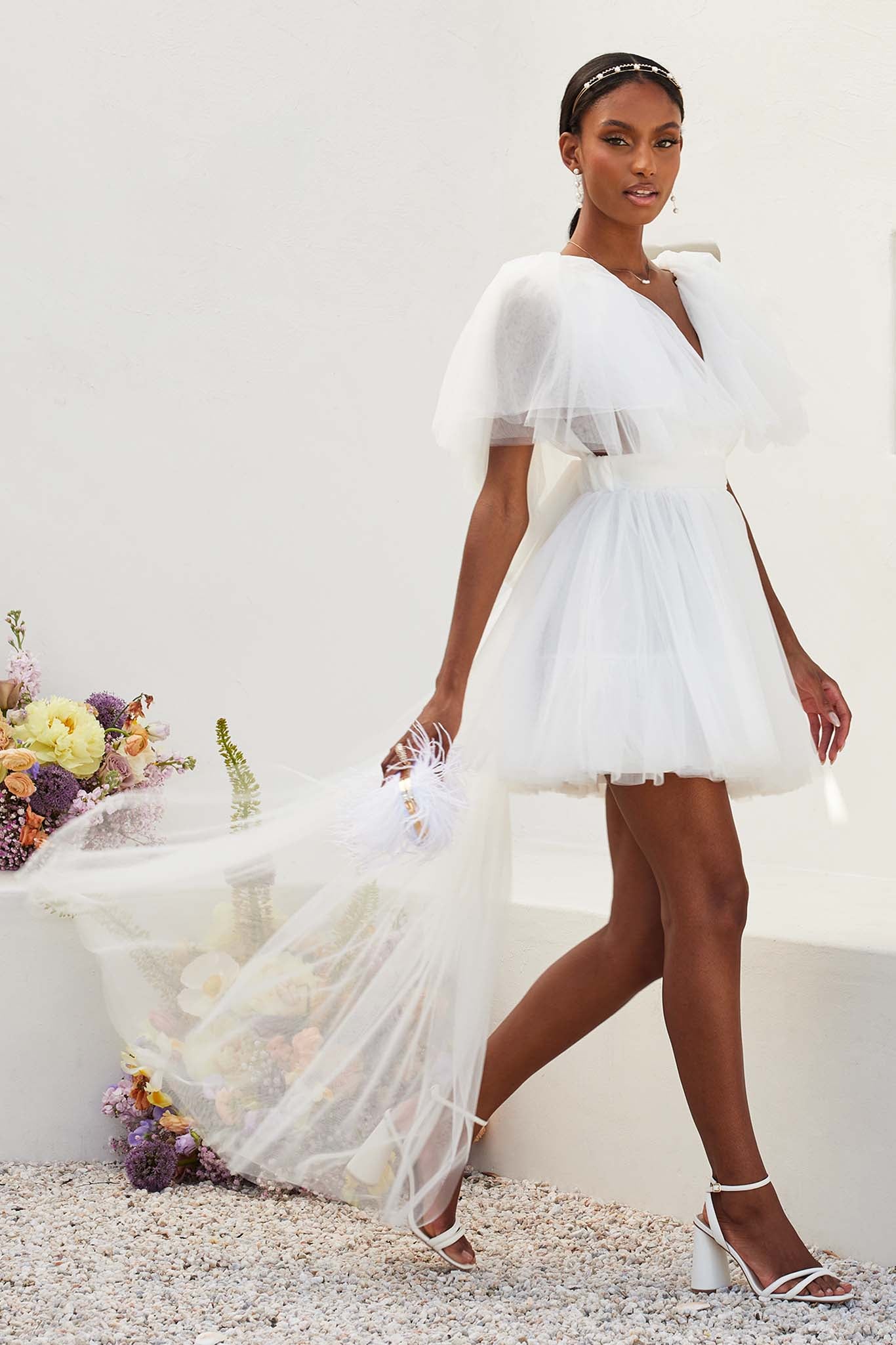 tulle white dress